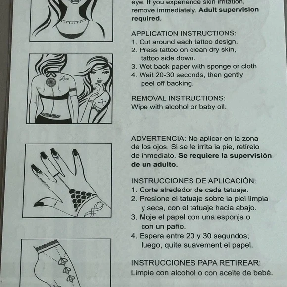 METALLIC Temporary Body Gold & Silver Tattoos - Picture 3 of 3